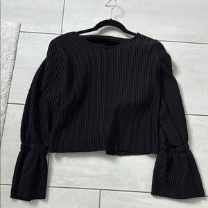 Chic Black Pleated Blouse